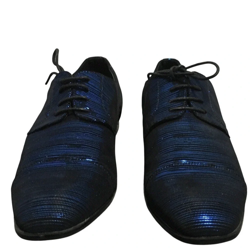 Amali Men's‎ Shoes Royal Blue Pin Stripe Look With Black Laces Size 10.5 Dance